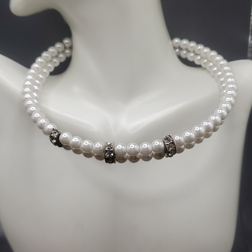 Overflow estate choker double tier vintage pearl elegant‎ necklace